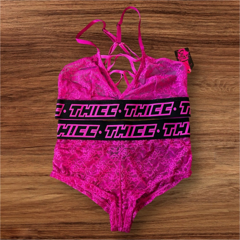 Fantasy Lingerie Thicc Lace Bralette & Cheeky Style Size M/L